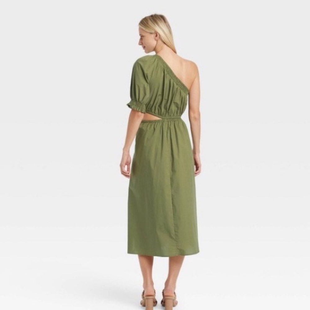 Target Women's Puff Short Sleeve Cut Out Dress - Who What Wear - Olive Green - Picture 6 of 7